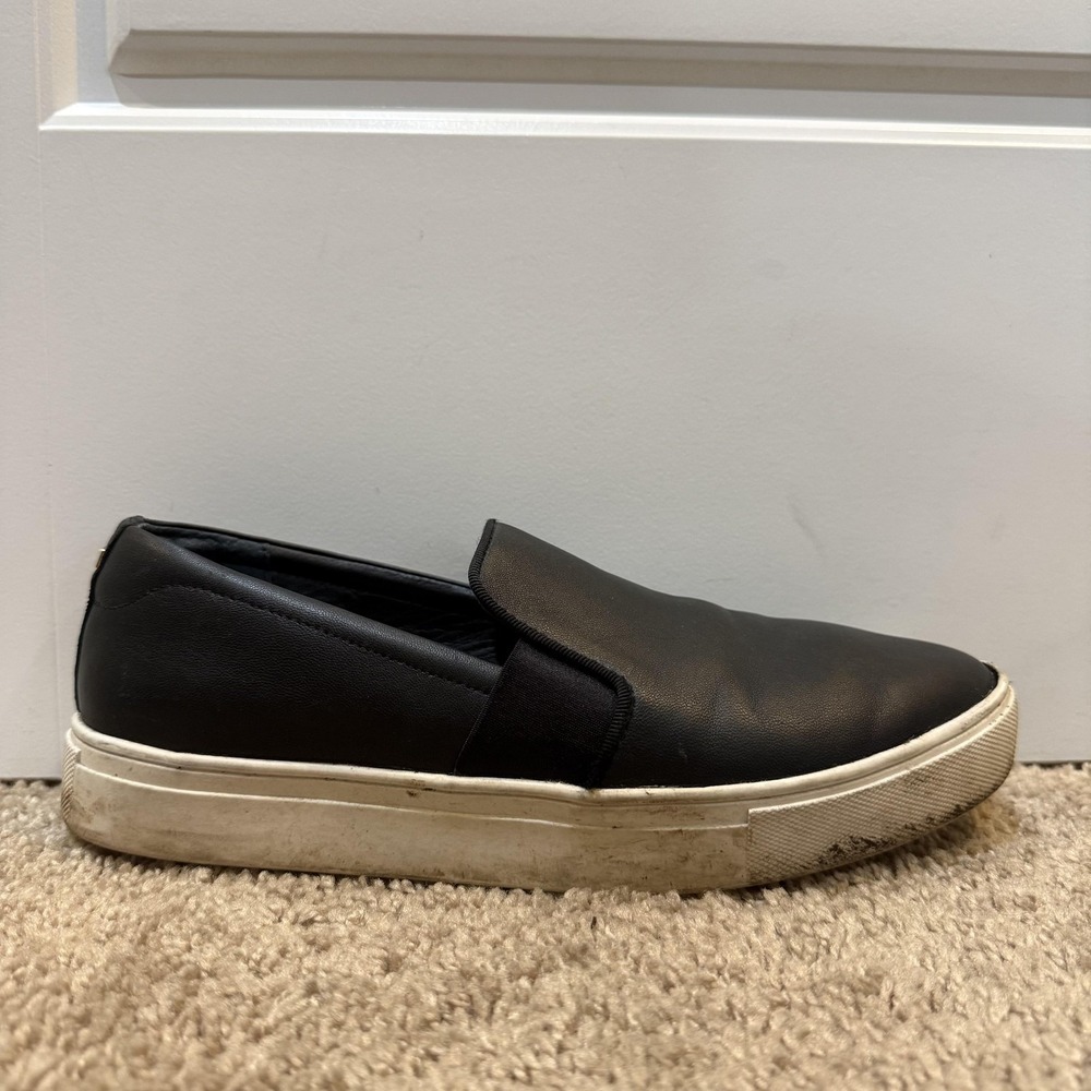 Birdies Shoes Womens Size 8.5 Black Leather Slip On Flats Casual Sneakers